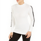 Calvin Klein Women's Logo-Stripe Mock-Neck T-Shirt Cloud Size  L