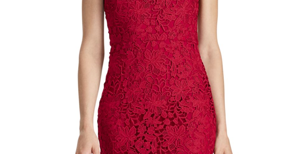 Lauren Ralph Lauren Women's Floral-Lace Dress Scarlet Red  Size 8
