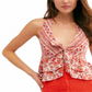 Free People Women's Blouse Knit Tie Front Racerback Red Size Small