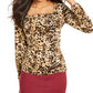 Thalia Sodi Women's Square-Neck Ruched Top Neutral Animal Size Large