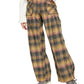 Free People Women's  Plaid Wide Leg Pants Green Size 0
