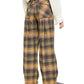 Free People Women's  Plaid Wide Leg Pants Green Size 0