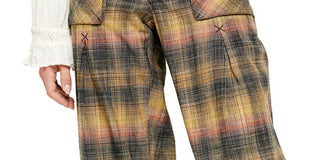 Free People Women's  Plaid Wide Leg Pants Green Size 0