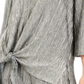 JM Collection Women's Metallic Crinkle Tie-Hem Top  Silver Size XS