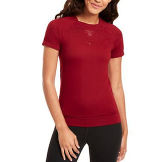 Ideology Women's  Seamless Perforated Top  Red Size Medium