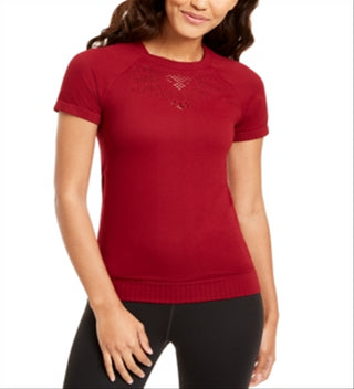 Ideology Women's  Seamless Perforated Top  Red Size Medium