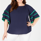 Charter Club Women's Plus Tiered Sleeve Top Blue Size 1X