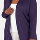 Karen Scott Women's Studded Open-Front Cardigan Cassis Size Medium