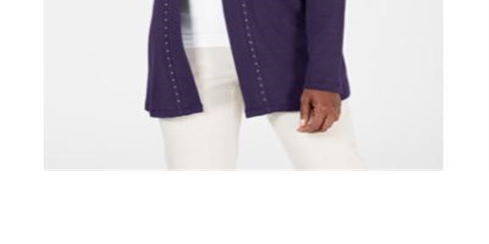 Karen Scott Women's Studded Open-Front Cardigan Cassis Size Medium