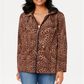 Charter Club Women's Petite Leopard-Print Zipper-Print Jacket  Taupe Combo  Size Petite M