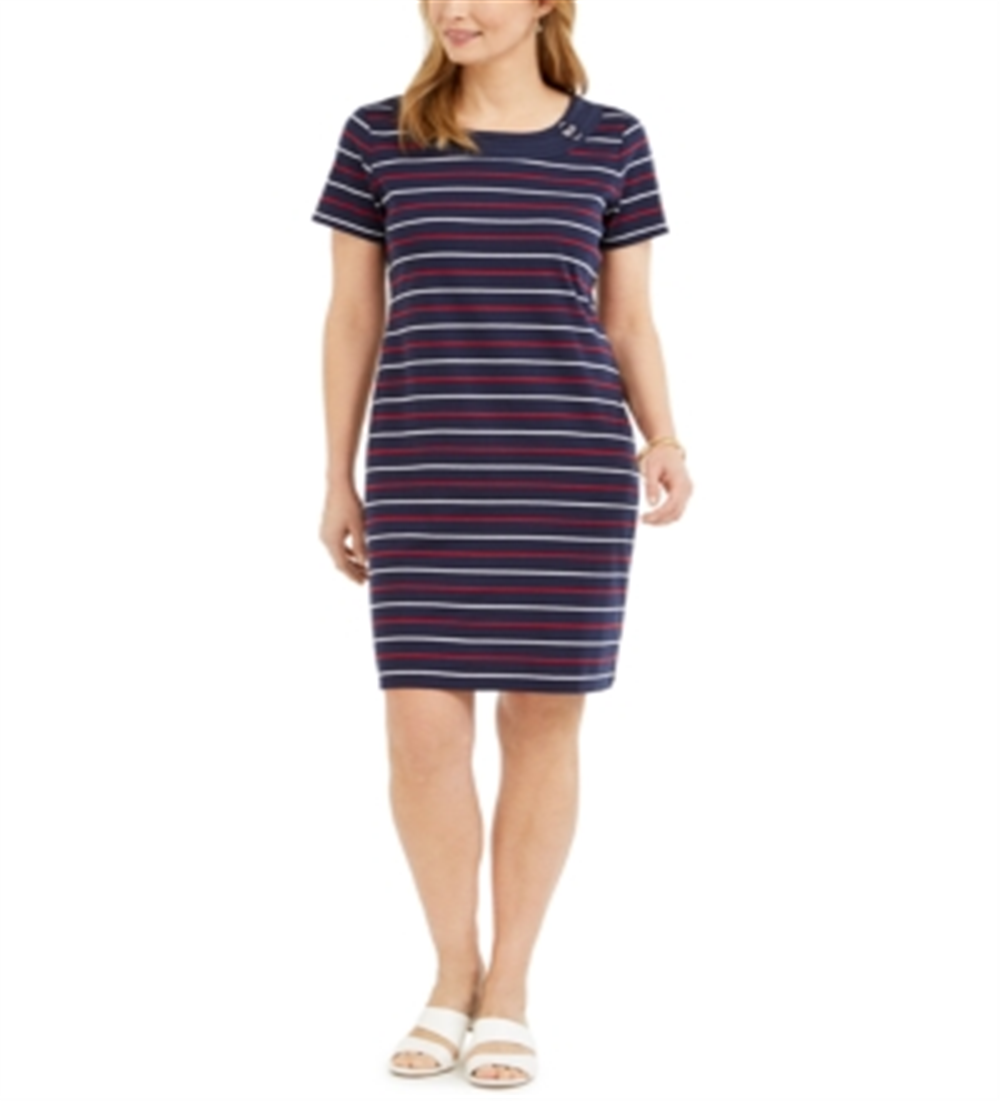 Karen Scott Women's  Striped Dress  Blue Size Small