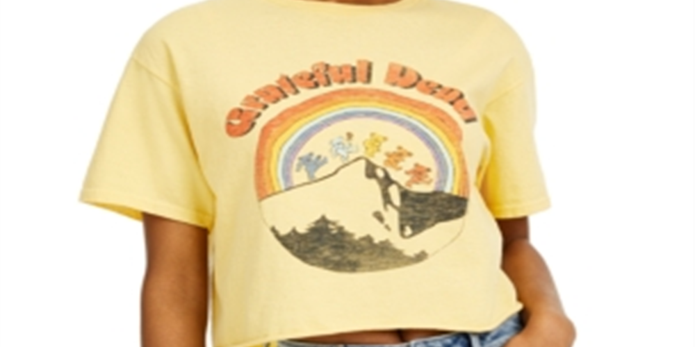 Junk Food Women's Grateful Dead Graphic Cropped T-Shirt Yellow Size XL