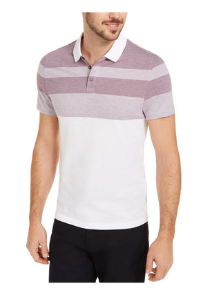 Alfani Men's Twill Striped Polo Shirt White Combo Size Large
