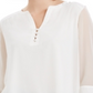 Charter Club Women's Sheer Sleeve Top White Size Petite L