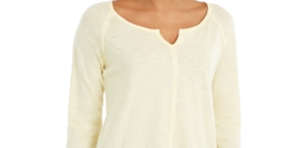 Style & Co Women's Split-Neck Tunic Yellow Size Small