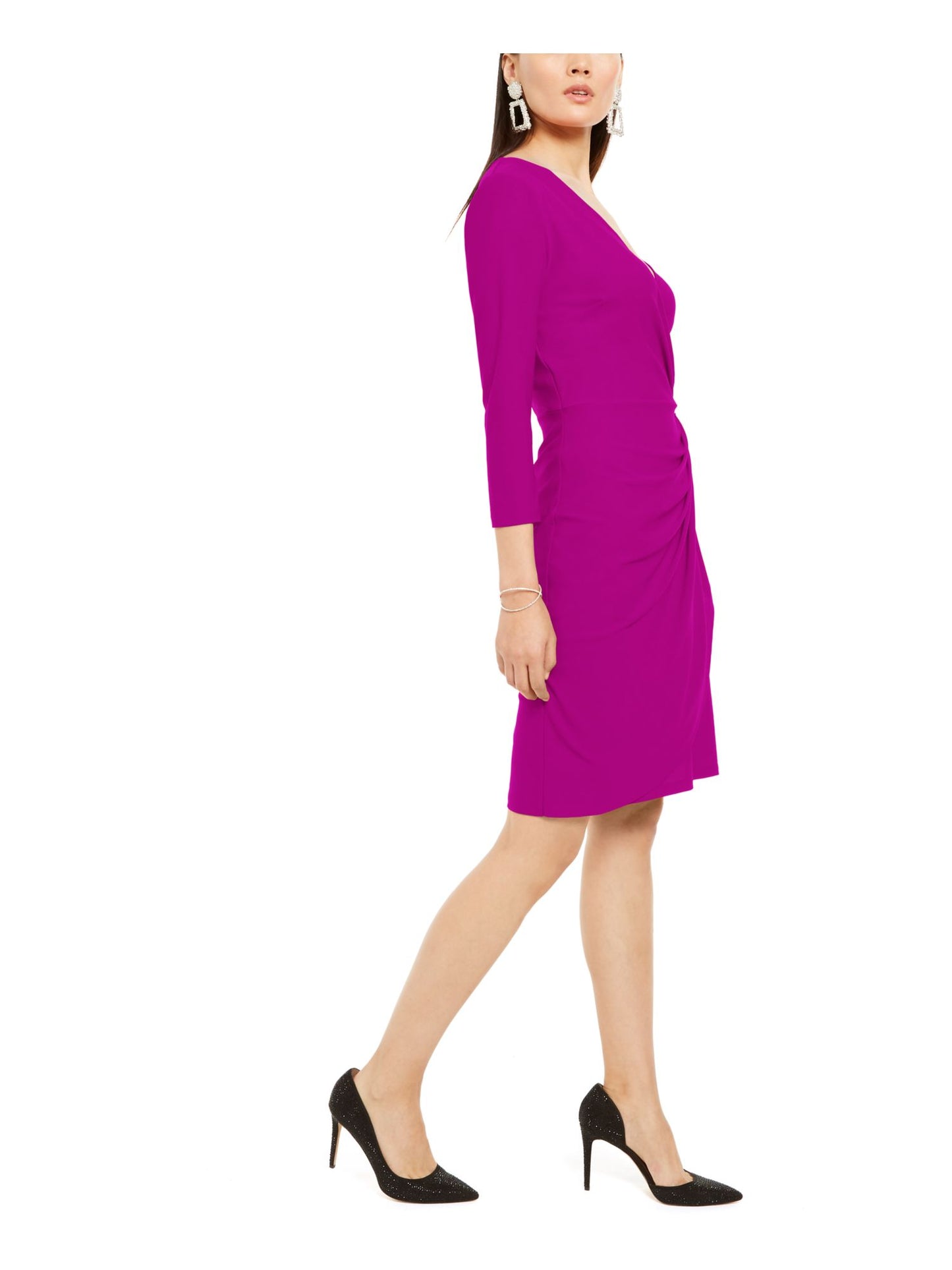 INC International Concepts Women's Rhinestone Wrap Dress Pink Size Small