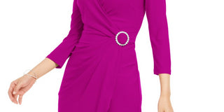 INC International Concepts Women's Rhinestone Wrap Dress Pink Size Small