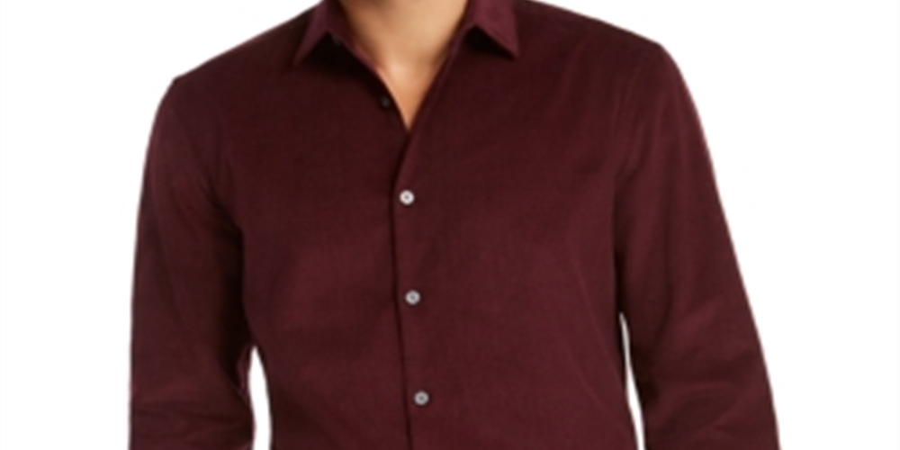 Alfani Men's Sangria Button Down Corduroy Casual Shirts Red Size XX-Large