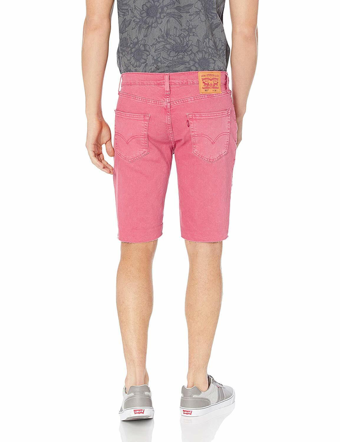 Levi's Men's Slim Fit Cut Off Raw Hem Denim Shorts Red Size 34