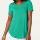 JM Collection Women's Scoop Neck Top Green Size Small