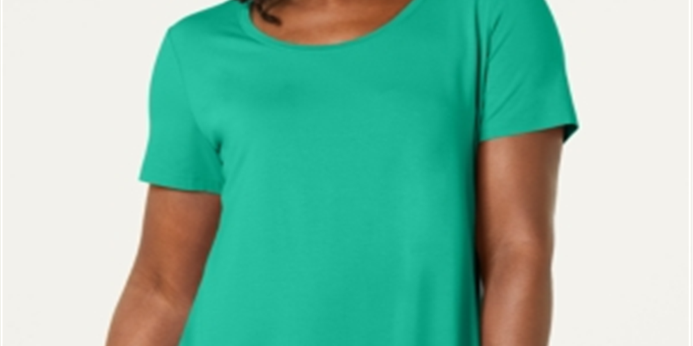 JM Collection Women's Scoop Neck Top Green Size Small