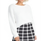 Rachel Roy Women's Fuzzy Cropped Sweater White Size Small