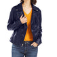 Tommy Hilfiger Women's Faux Leather Motorcycle Jacket Blue Size Large