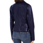 Tommy Hilfiger Women's Faux Leather Motorcycle Jacket Blue Size Large