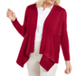 JM Collection Women's Mixed Ribbed Flyaway Cardigan Red Size Petite Small