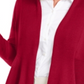 JM Collection Women's Mixed Ribbed Flyaway Cardigan Red Size Petite Small
