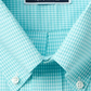 Club Room Men's Check Print Dress Shirt Aqua Size 16X32-33