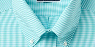 Club Room Men's Check Print Dress Shirt Aqua Size 16X32-33