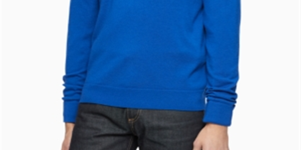 Calvin Klein Men's Sweater V Neck Wool Pullover Blue Size Small