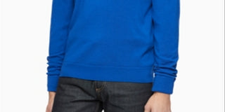 Calvin Klein Men's Sweater V Neck Wool Pullover Blue Size Small