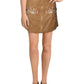 Free People Women's Faux Leather Floral Mini Pencil Skirt Beige Size 12