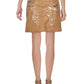 Free People Women's Faux Leather Floral Mini Pencil Skirt Beige Size 12