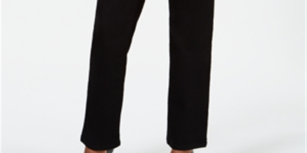 INC International Concepts Women's Tummy Control with Curvy Fit Straight Leg Jeans Black Size 0