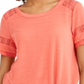 Style & Co Women's Lace Inset Top Orange Size Medium