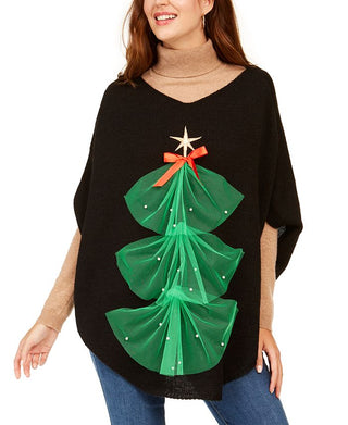Charter Club Women's Tulle Tree Top Black  One Size