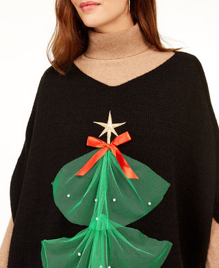 Charter Club Women's Tulle Tree Top Black  One Size