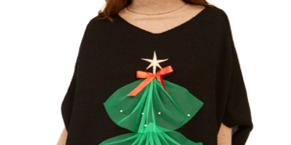 Charter Club Women's Tulle Tree Top Black  One Size