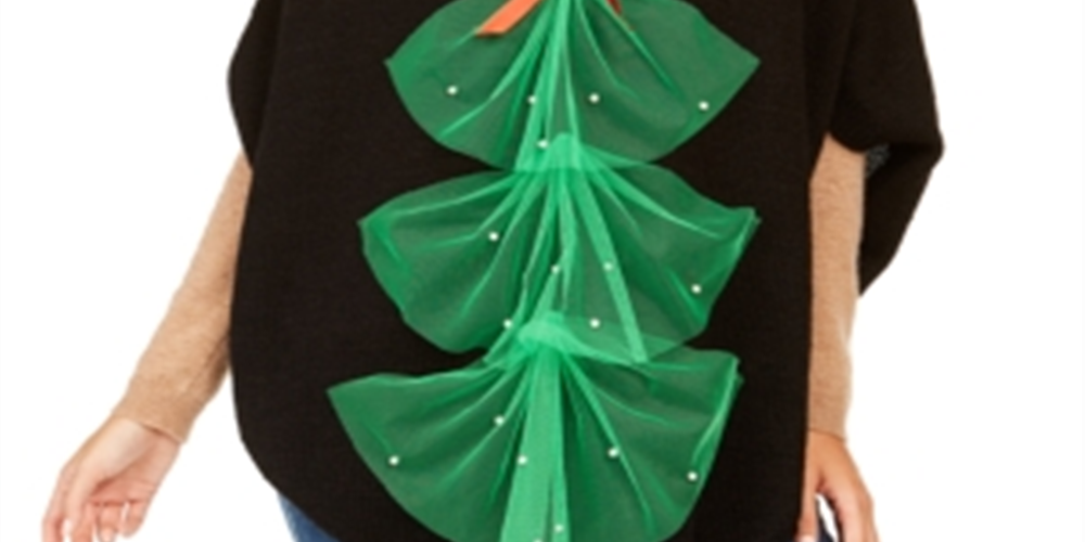 Charter Club Women's Tulle Tree Top Black  One Size