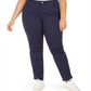 Charter Club Women's Plus Print Straight Leg Jeans Blue Size 18W
