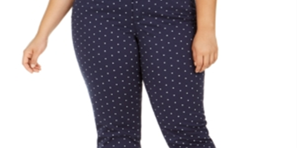 Charter Club Women's Plus Print Straight Leg Jeans Blue Size 18W