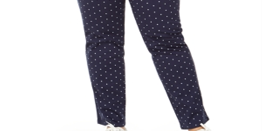 Charter Club Women's Plus Print Straight Leg Jeans Blue Size 18W