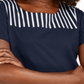 Karen Scott Women's Striped Yoke Top Blue Size X-Small