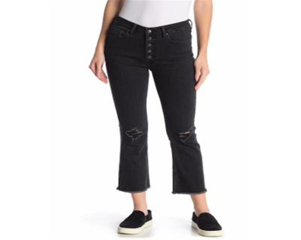 VIGOSS Women's Gwen Kick Flare Distressed Jeans Black Size 29