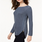 INC International Concepts Women's Waffle Knit Side Zip Tunic Sweater Blue Size XX-Large