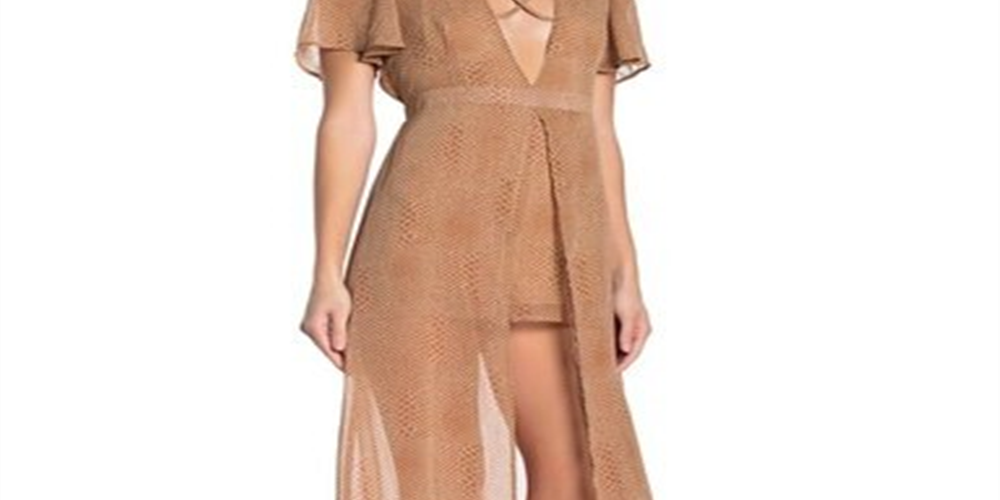 Material Girl Women's Cap Sleeve MIDI Hi Lo Dress Brown Size X-Large