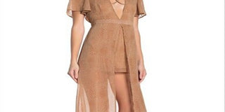 Material Girl Women's Cap Sleeve MIDI Hi Lo Dress Brown Size X-Large